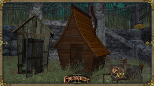 Granny’s House, Rustic Outhouse, wagon, and cornucopia