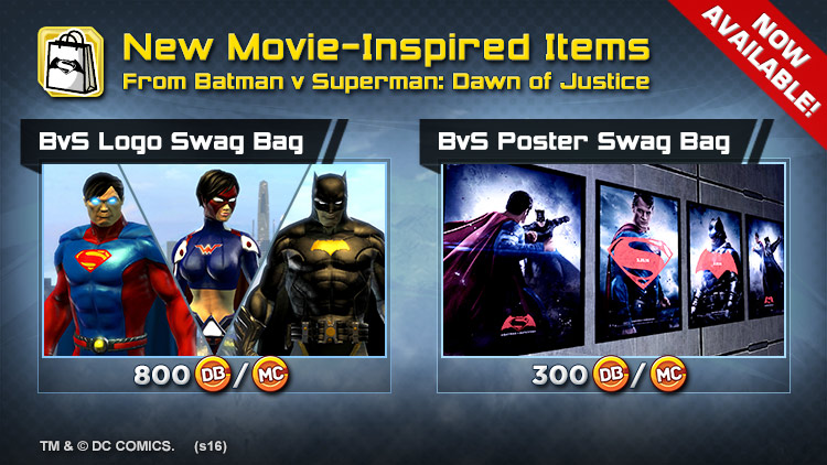 Now Available: Batman v Superman Swag Bags! Plus, Game Update 58! | DC  Universe Online