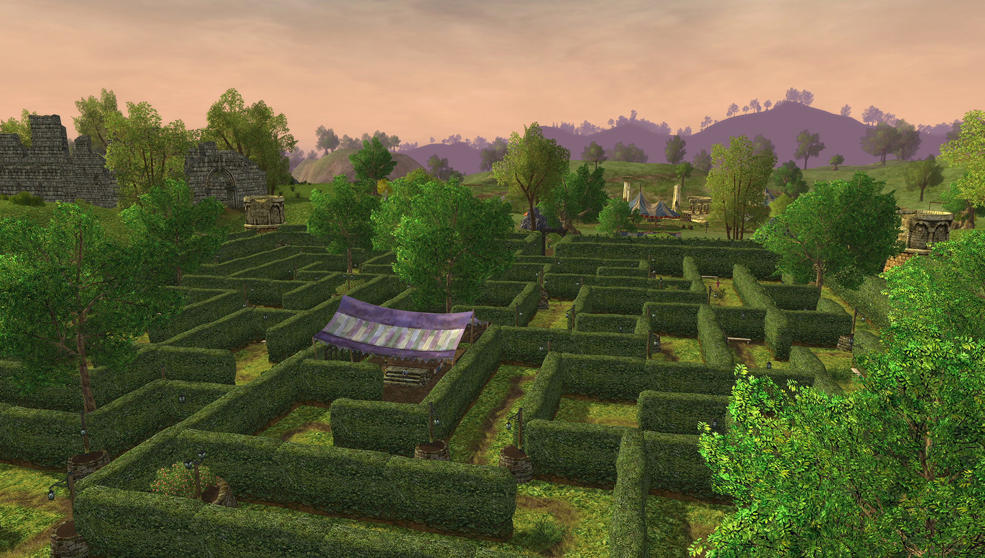 Aerial view of the hedge maze