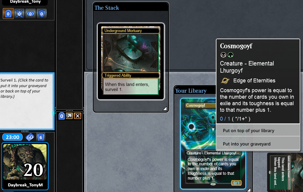 Prompt box with choice to make