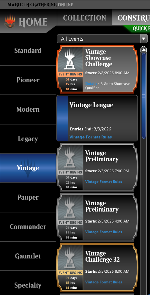 Constructed Scheduled Events